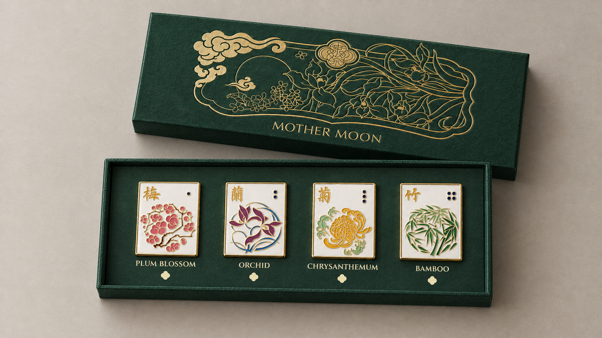 The Four Gentlemen Mahjong Pin Set 梅蘭菊竹