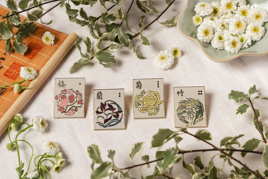 The Four Gentlemen Mahjong Pin Set 梅蘭菊竹