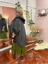 Load image into Gallery viewer, Hooded Fluffy Poncho
